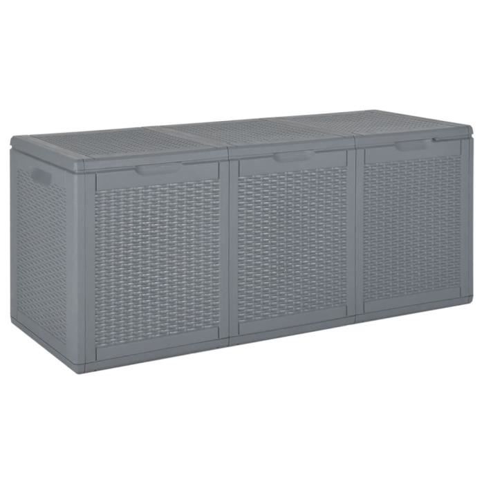 Vidaxl Boîte de rangement de jardin gris PP rotin 270 L 364061 - vue 1