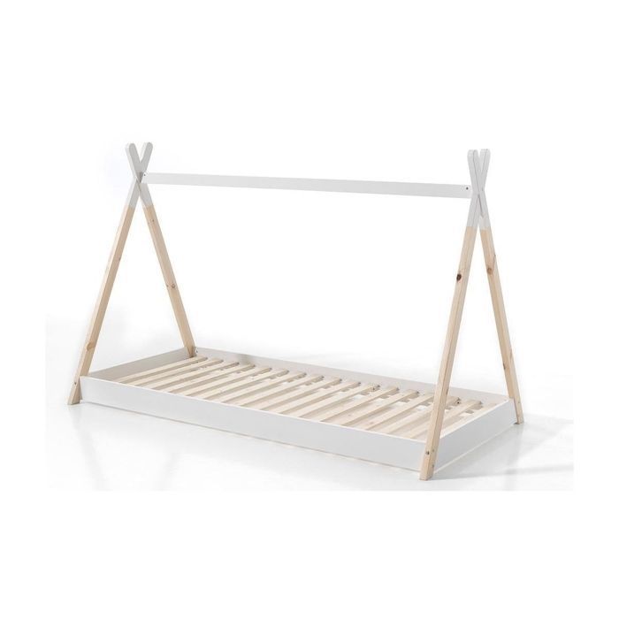 Lit Tipi 90x200 Blanc - VIPACK - Bois Lit Tipi 90x200 Blanc - VIPACK - Bois