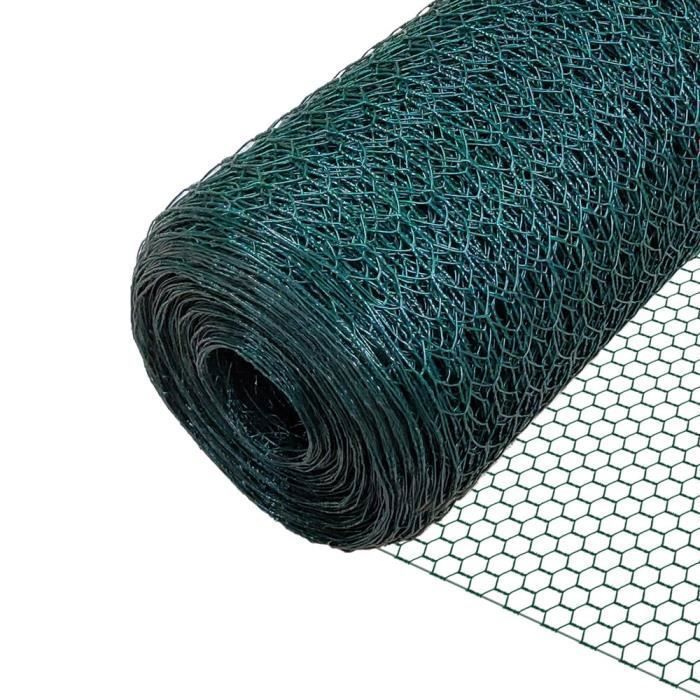 Comparer les prix de VOUNOT® Grillage à poule - Métal gainé de PVC vert - Maille 25mm - 1x50M - Filet de clôture pour poulailler