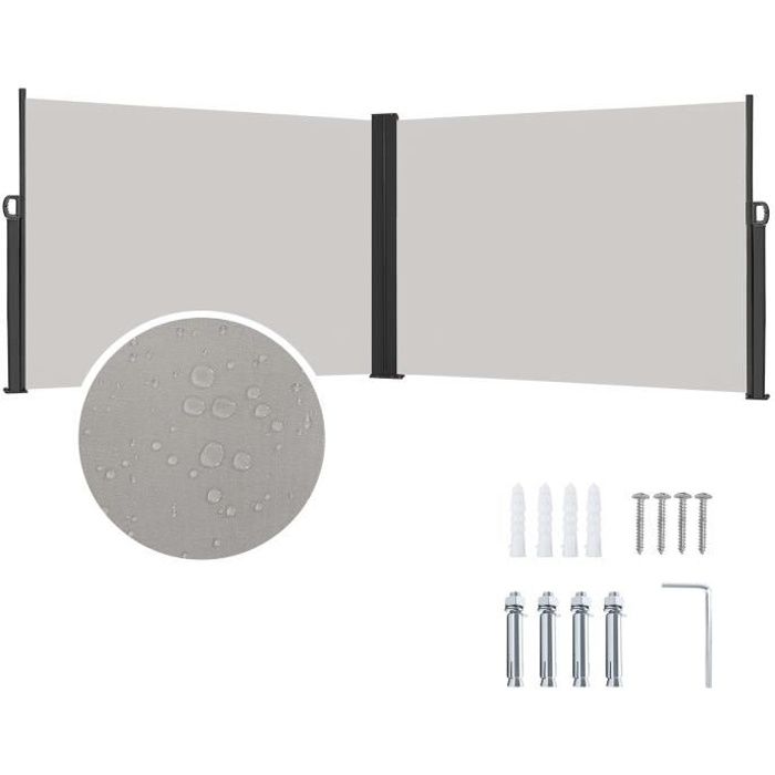 Store Latéral Extérieur Rétractable 140x300 Cm | Toile Polyester Imperméable, Protection UV | Pour Terrasse, Balcon, Jardin