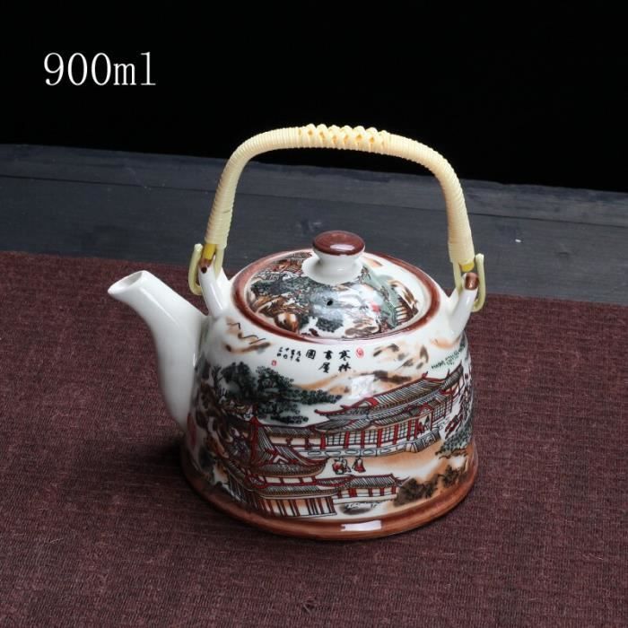 Théière En Céramique 900ml Avec Filtre - Grande Bouilloire Kung Fu Porcelaine Verte