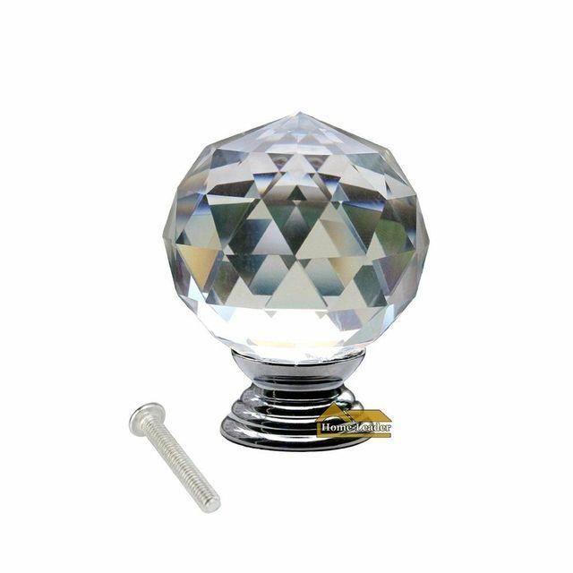 Lot de 4 Boutons de Porte de Meuble en Verre Cristal en Forme