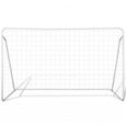 Cage de but de football en acier durable 240 x 90 x 150 cm blanc -QUT-1