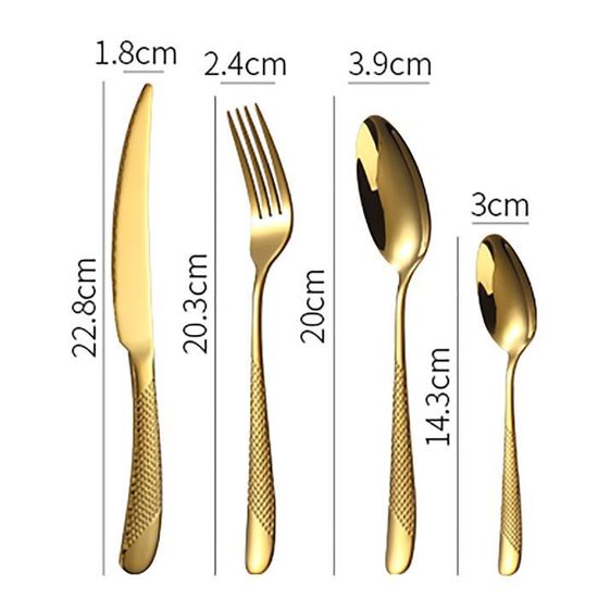 Set Set De Couverts De 24 Pièces Pour 6 Personnes, En Acier Inoxydable Avec Couverts De Table 6 Personnes