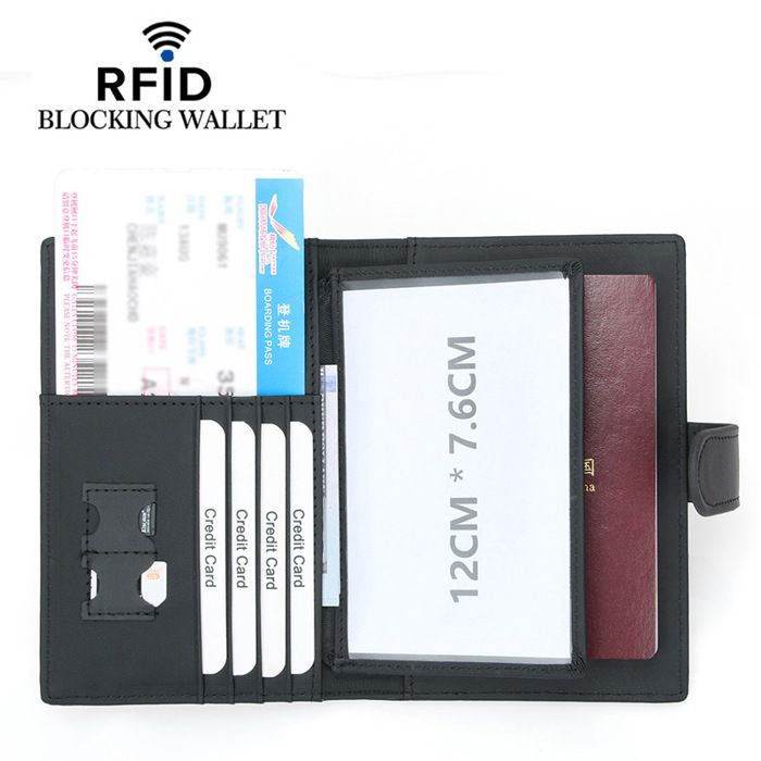 Étui De Passeport En Cuir Véritable Avec Blocage RFID Pour Carte De Vaccination De 10,2 X 7,6 Cm BAPHITY, G-noir, Moderne