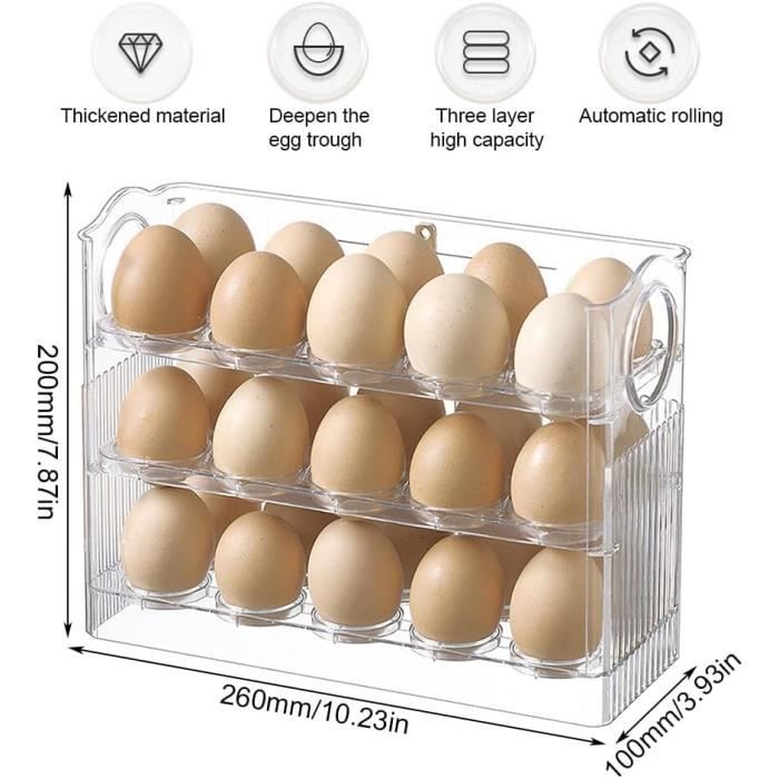 GOBRO 2 pièces de boîte de rangement à œufs, boîte à œufs en plastique