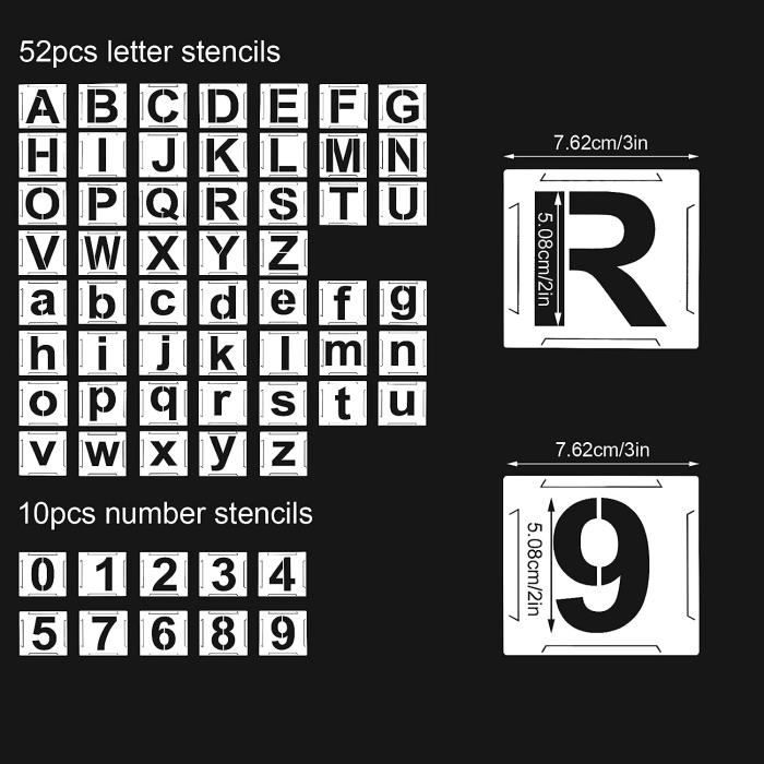 Kit 42 Pochoirs Lettres & Chiffres 10cm - Plastique Réutilisable Pour Art DIY Déco
