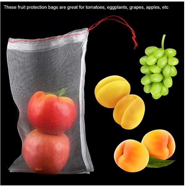 ZONADAH Lot De 100 Sacs De Protection Pour Fruits 10x15cm - Avec Cordon De Serrage - Protection Jardin Bio - Vert