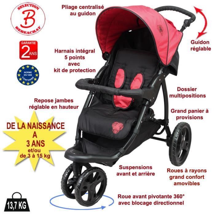 Poussette 3 deals roues combiné