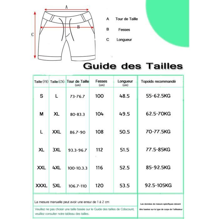 Taille xl homme short outlet