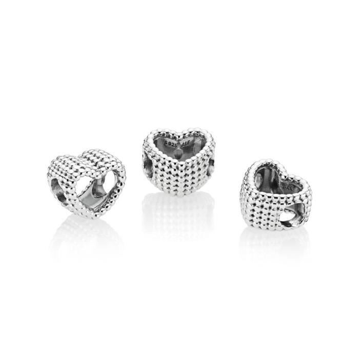 Bracelet Vintage Cœur Amour Perles Argent Et Verre - Double Brin Charmant