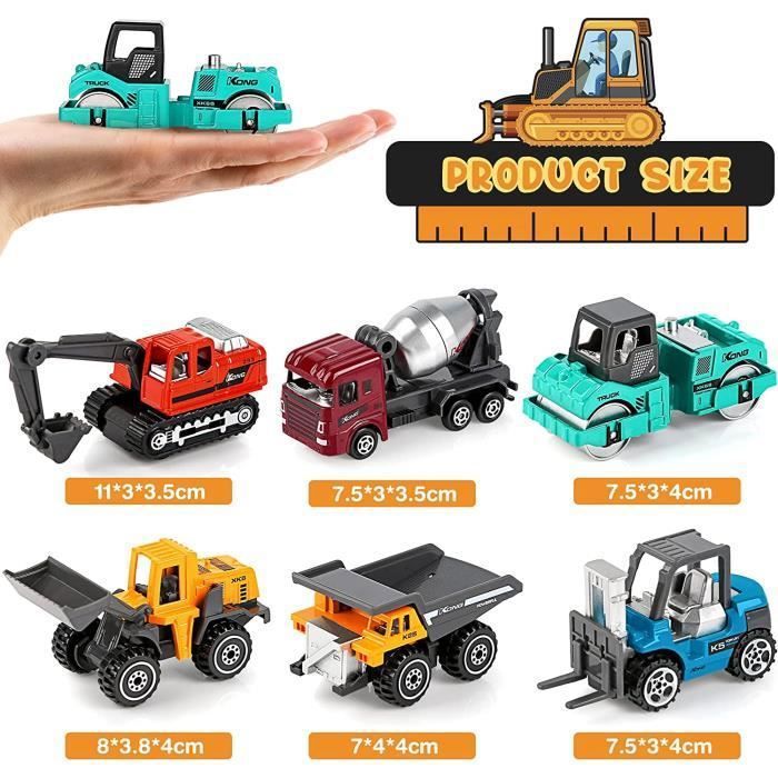 Jouet Chantier Construction UCAMP - Lot De 6 Camions + Grue + Figurines Pour Enfants 3-12 Ans - 4