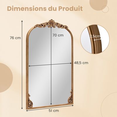 LuHeToz Petit miroir décoratif arqué, cadre en résine dorée vintage, 17,3 x 25,4 cm, mur ou table (or vintage, 6,8 x 25,4 cm LuHeToz Petit miroir décoratif arqué, cadre en résine dorée vintage, 17,3 x 25,4 cm, mur ou table (or vintage, 6,8 x 25,4 cm