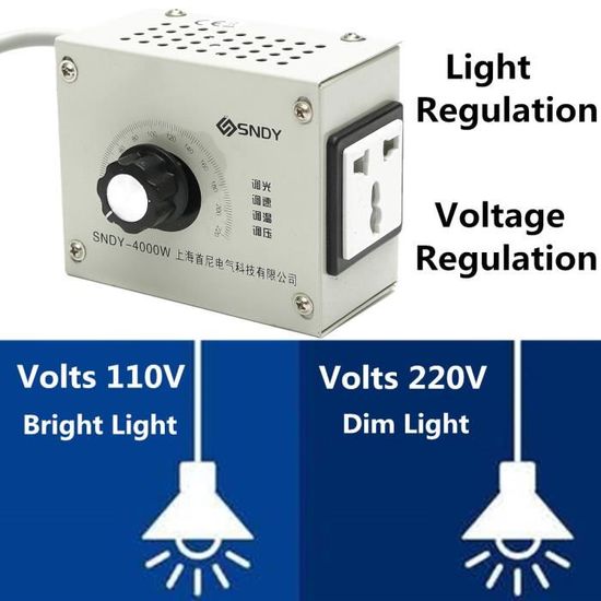 Contrôleur Puissance AC 220V Lyrlody Régulateur De Tension 4000W 220V - Variateur Vitesse Moteur électrique - Contrôle Température Et Intensité Régulateur Tension 4000W