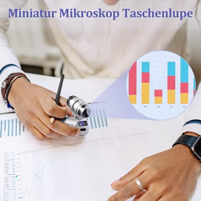 Microscope De Poche 60x Avec LED Et UV - Portable Pour Bijoutier, Collectionneurs