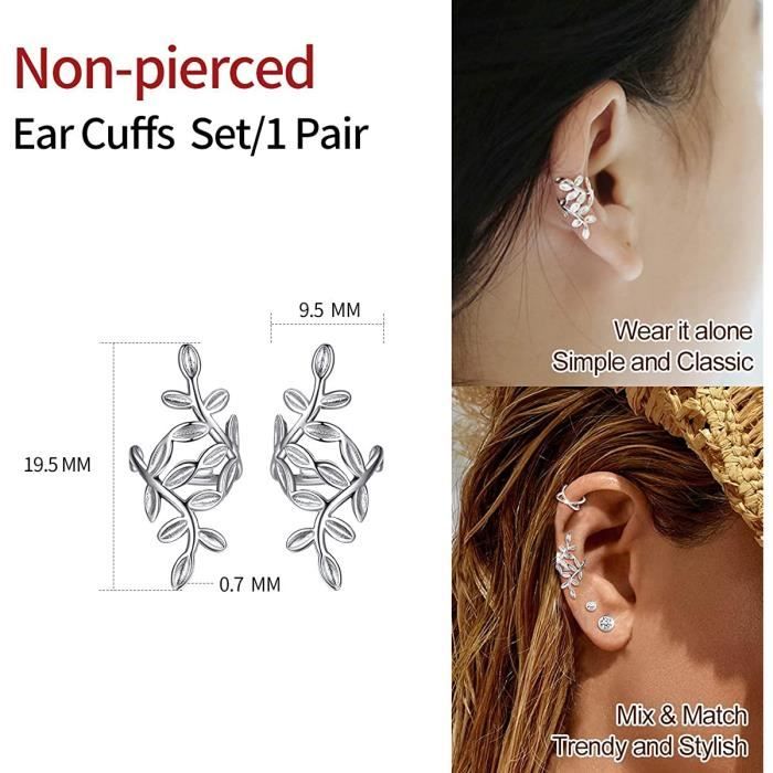 YADOCA 5Pcs Ear Cuff Faux Piercing Oreille Manchette D'Oreille Pour Femme Boucle Oreille Sans Trou Faux Piercing Oreilles Boucle D'oreille Or/Argent Femme Avec Boîte