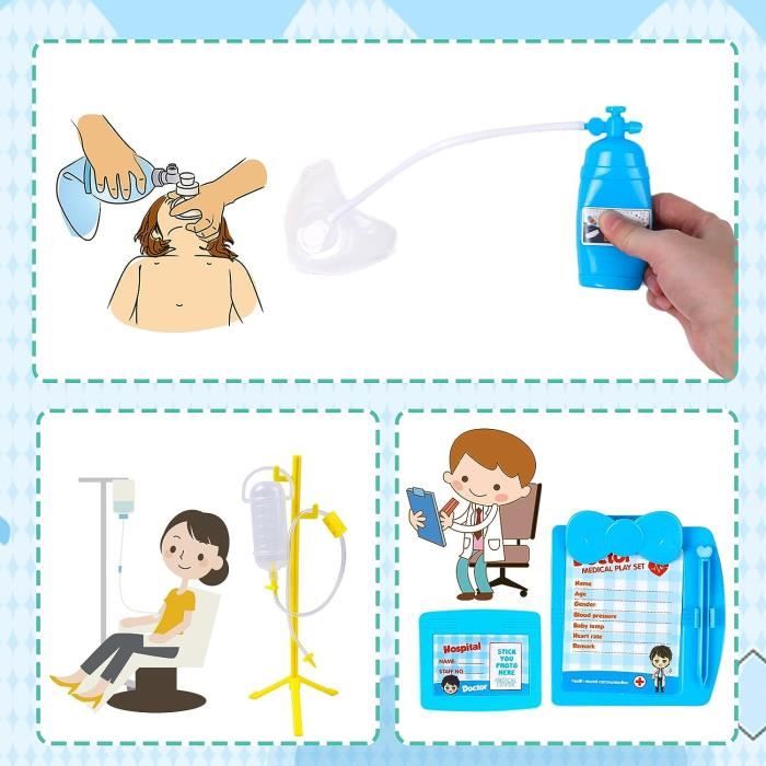 Mallette Docteur Enfant 62 Pièces KalaDuck - Déguisement Et Accessoires Médecin Pour Jeu De Rôle