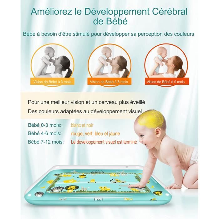 Grand Tapis d'Eau Bébé 95x76cm XXL Tapis jouets Eau d'Eveil pour Bébé de 3 6 9 12 Mois Tapis