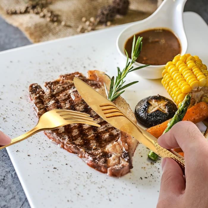 Ensemble d'argenterie doré mat, 40 pièces en acier inoxydable, finition satinée, service de table pour 8 personnes, ustensiles de cuisine, passe au lave-vaisselle