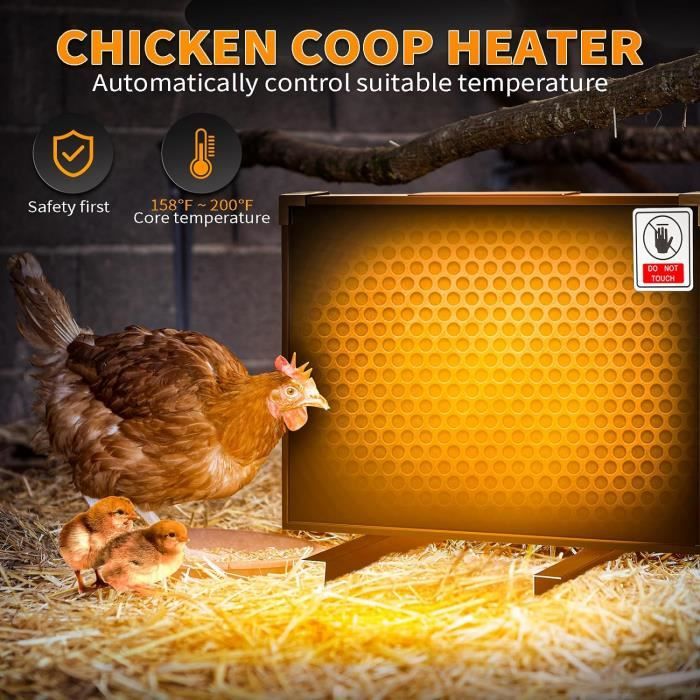 Chauffage Poulailler 150W – Panneau Radiante Économe 40x30 Cm, Chauffage Infrarouge Pour Poules, Chats, Chiots, Igloo Animaux, Anti-Gel