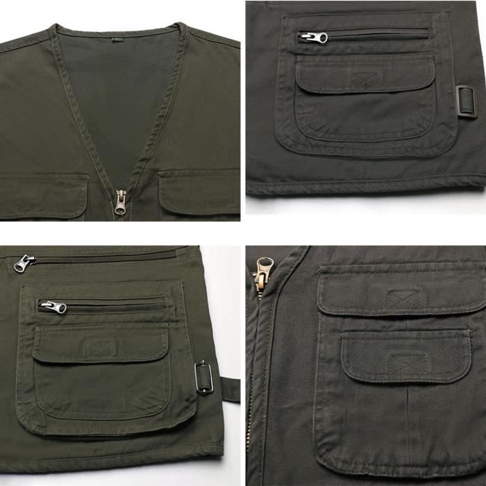 Gilet Homme Epais Sans Manche Polaire Col Montant Doux Couleur Unie - INSFITY - Vert Vert - Prêt-à-Porter