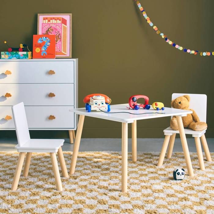 Table Et 2 Chaises Enfants Kesper - 55x55x45cm - Blanc