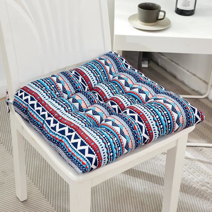 Brandsseller Lot de 6 Galettes de Chaise 40x40 cm à l'Aspect Lisse – Coussins d'Assise Confortables avec Liens et Housse Amovible – Coussins décoratifs pour Usage intérieur extérieur – Rouge