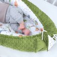 Réducteur Lit Bébé 90x50 cm - Matelas Cocoon Cale Bebe pour Lit Baby Nest Coton avec Minky Dinosaure vert-3