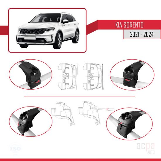 Barre Tetto ACE-2 Per Kia Sorento 4 (2021-2024) - Alluminio Grigio, Portata 75kg