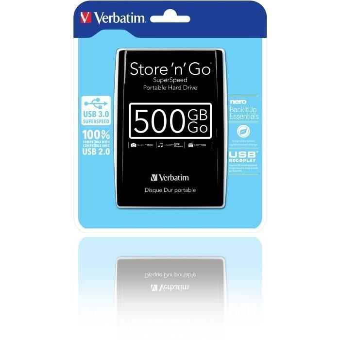 Disque Dur externe Verbatim Store'n'Go 500 Go / USB 3.0