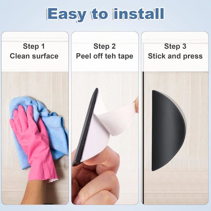 Lot De 2 Poignées De Porte Autocollantes En Verre Sans Perçage