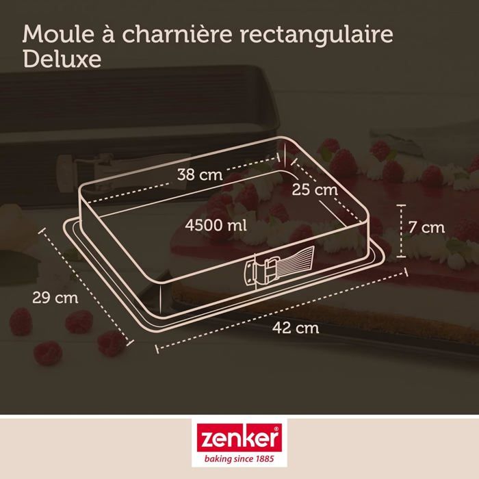 Moule à Gâteaux Rectangulaire Zenker 28x18cm à Charnière - Antiadhésif ILAG Ultimate Avec Plateau, Idéal Tiramisu Et Gratins