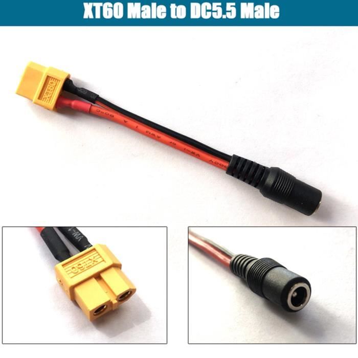 Lot De 4 Adaptateurs Deans (femelle) Vers XT60 (mâle) – Câble 14 AWG 5 Cm – Pour Batteries Et Chargeurs RC