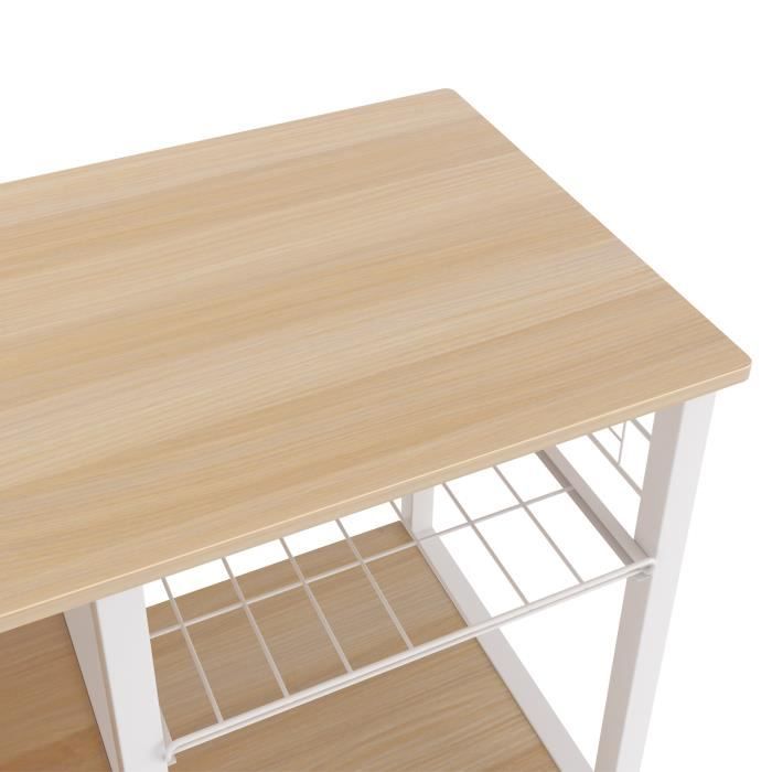 Étagère Murale 5 Niveaux Blanc Et Chêne 58x180cm | Étagère Échelle Pour Plantes | Rangement Cuisine Salon