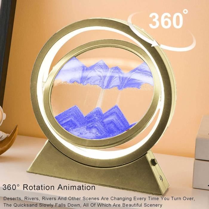 Lampe LED 3D sablier avec mouvement de sable mouvant, scène