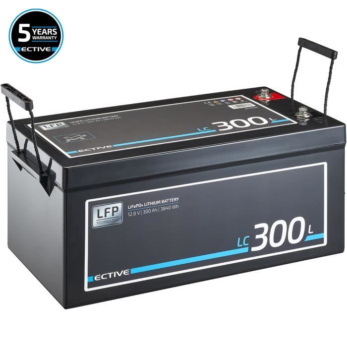 ECTIVE LiFePO4 12V 300Ah batterie decharge lente Lithium, marine, moteur  electrique bateau, camping car - Cdiscount Auto