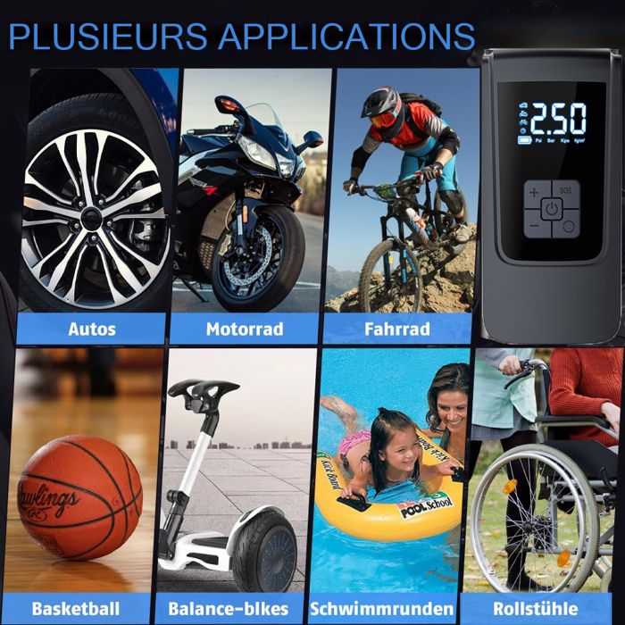 Gonfleur Electrique de Poche 1600mAh Tiny Portable Rechargeable Pompe à