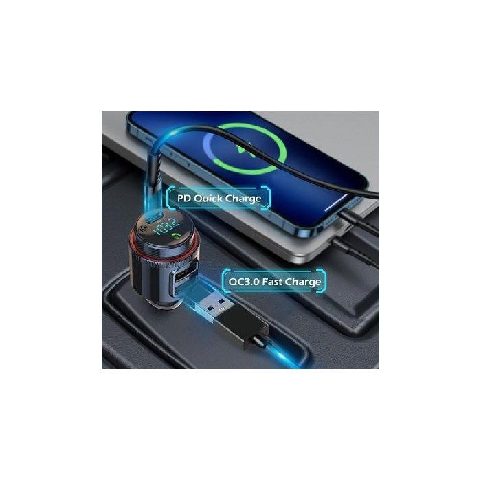 Transmetteur FM Bluetooth Version 5.4 -THOMSON-12/24V 48 W-2USB-A QC 3. ...