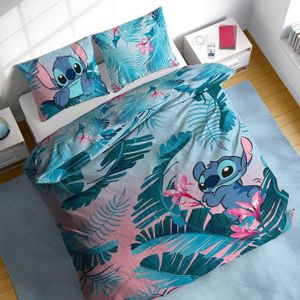Jerry Fabrics Parure de lit réversible Stitch 100x135 cm et taie d'oreiller avec housse de couette | Design 'White Star' | 100% coton | Lit enfant