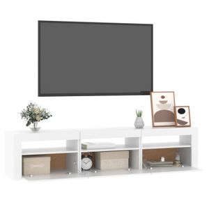 Meuble TV 180x40x45 cm – Meuble TV laqué avec LED, 2 tiroirs, 2