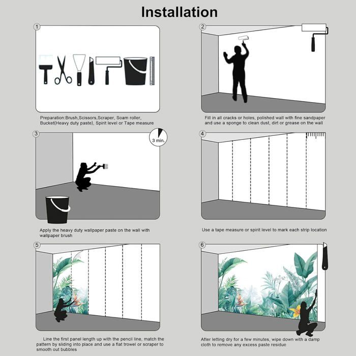Papier Peint Panoramique Plantes De La ForêT Tropicale 350x256 CM (W×H ...
