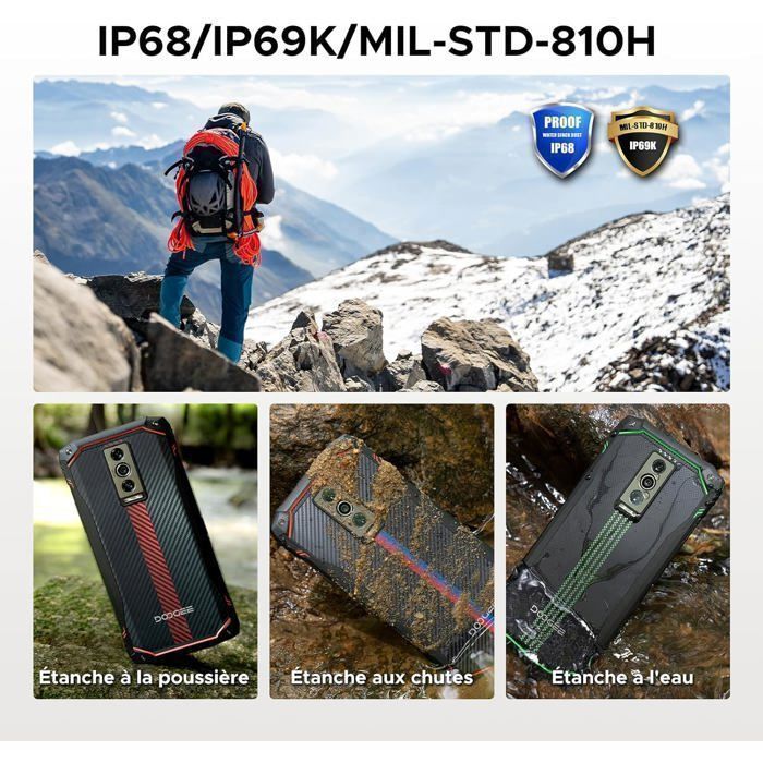 DOOGEE Blade10 Téléphone Portable Incassable 2025 Android 15, Smartphone Incassable 6,56" HD+ 90Hz Display, Ultra-Mince 10,7MM, 20Go+128Go /TF 2To, 16MP+8MP 5150mAh,NFC/Widevine L1/Dual SIM/Face ID