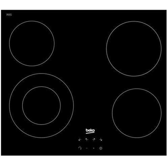 BEKO HIC64402E table plaque de cuisson vitrocéramique - 4 foyers - L58 x P51cm - Revêtement verre - Noir