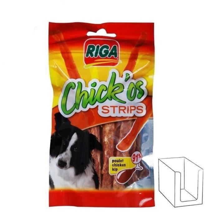 RIGA Chick'os Strips Lamelles de poulet pour chien 2 x 100g