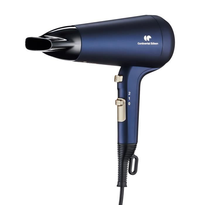 CONTINENTAL EDISON Sèche-Cheveux avec diffuseur - CESC21002V - 2100W - 2 Températures / 2 Vitesses - Bleu & Or