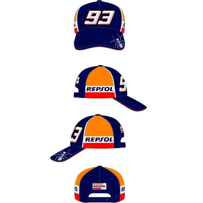 Casquette Plate Marc Marquez 93 - Collection Officielle - Rouge Et Noir - Impression 3D Silicone - Réglable