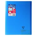 CLAIREFONTAINE Koverbook Cahier piqure 48 pages avec rabats - 240 x 320 mm - Seyes papier PEFC 90 g - Bleu-0
