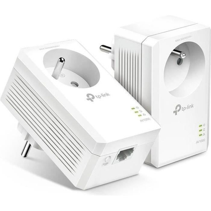 TP-Link TL-PA7017P KIT(FR) CPL 1000Mbps, Prise CPL avec 1 Port Gigabit et Prise Intégrée, Boitier CPL Kit de 2