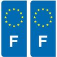 Autocollants Stickers plaque immatriculation voiture auto F France Union Européenne Europe EU Bleu étoiles Jaunes-0