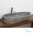 Vasque à poser en pierre de rivière 75 cm, Galéo XL-0